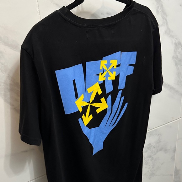 Off-White Black Tee with Blue Graphic - Picture 3 of 3